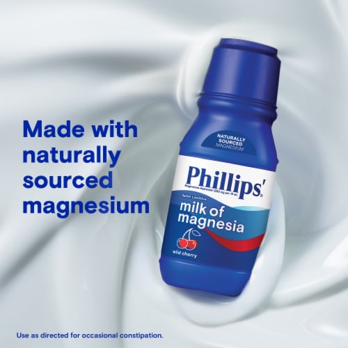Phillips'® Milk of Magnesia Wild Cherry Flavor Saline Laxative Perspective: left