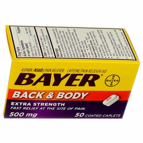 Bayer Extra Strength Back & Body Coated Aspirin Caplets 500 mg Perspective: left