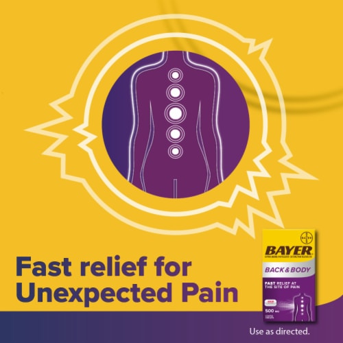 Bayer® Back & Body Pain Reliever Aspirin Caffeine Coated Caplets Perspective: left