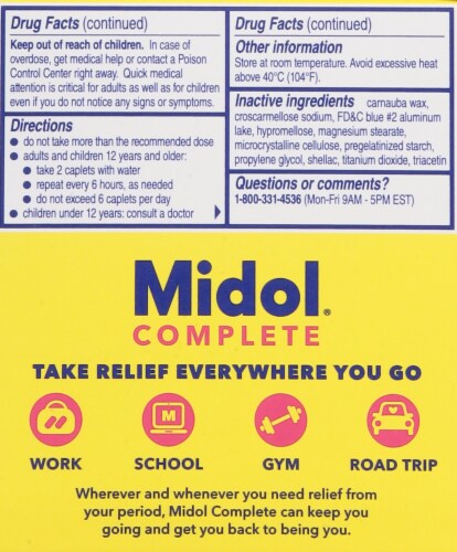 Midol® Complete Multi-Symptom Relief Caplets Perspective: left