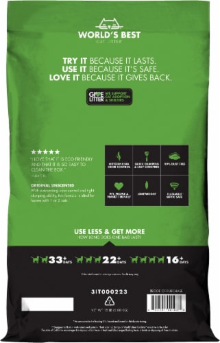 World's Best Cat Litter Original Unscented Clumping Cat Litter Perspective: left