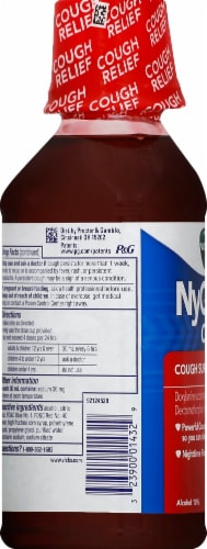 Vicks NyQuil Nighttime Cough Relief Soothing Cherry Liquid Cough Suppressant Perspective: left