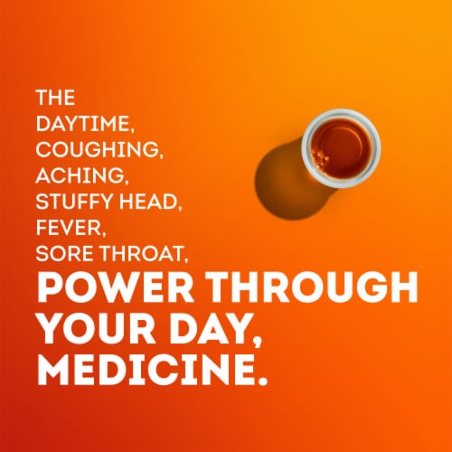 Vicks DayQuil Cold and Flu Multi-symptom Relief Medicine Liquid Perspective: left