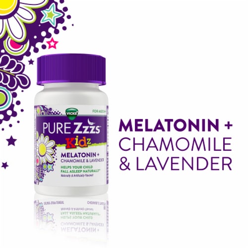 Vicks Pure Zzzs Kids Melatonin Sleep Aid Chewable Tablets Perspective: left