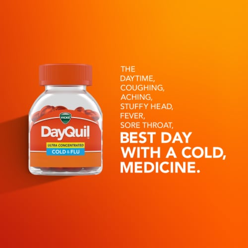 Vicks DayQuil Cold & Flu Ultra Concentrated Liquicaps Perspective: left