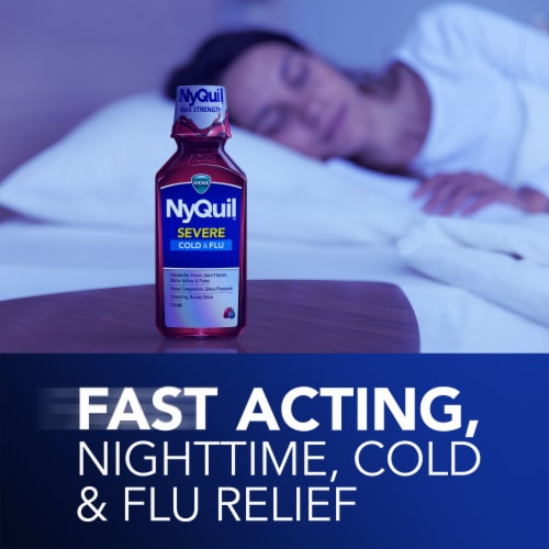 Vicks NyQuil Severe Cold and Flu Medicine Acetaminophen Berry Liquid