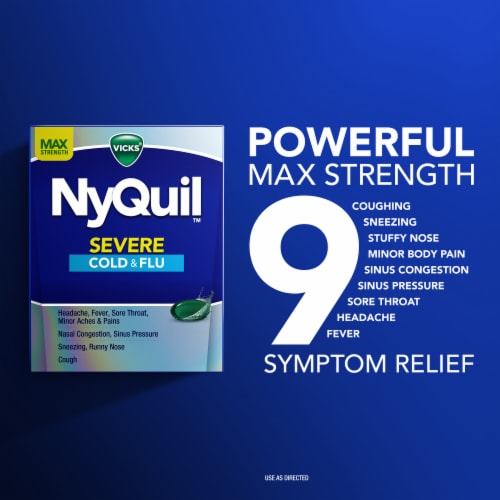 Vicks NyQuil Severe Cold and Flu Medicine Acetaminophen Liquicaps, 24