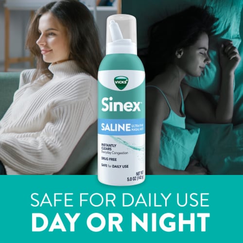 Vicks Sinex Saline Ultra Fine Nasal Spray for Sinus Congestion Relief Perspective: left