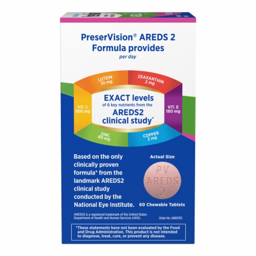 Bausch & Lomb PreserVision® Mixed Berry Flavor Areds 2 Eye Vitamin & Mineral Supplement Chewables Perspective: left
