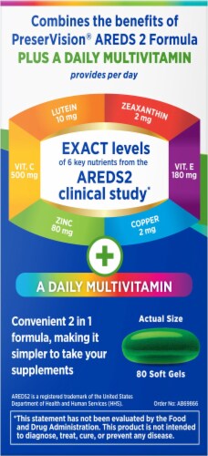 PreserVision Areds 2 + Multivitamin Eye Vitamin and Mineral Softgels Perspective: left