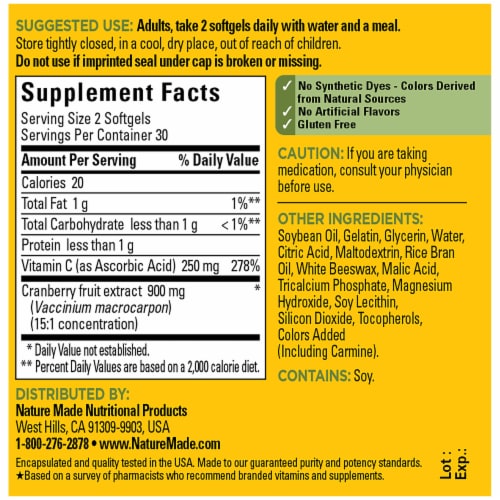 Nature Made® Cranberry Extract Softgels Perspective: left