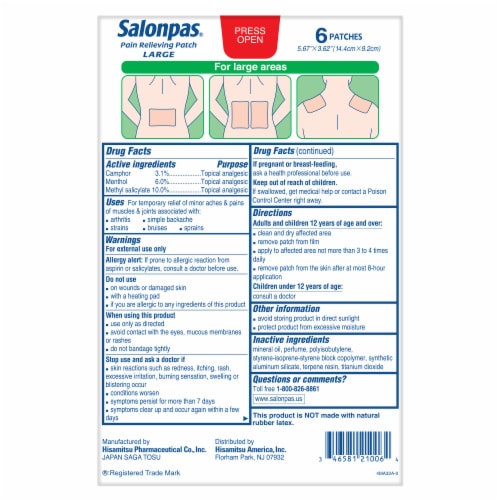 Salonpas® Large Pain Relieving Patches Perspective: left