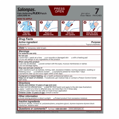 Salonpas® Lidocaine 4% Pain Relieving Flex Patch Perspective: left