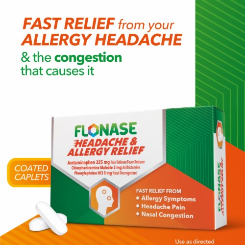 Flonase Headache and Allergy Relief Caplets Perspective: left