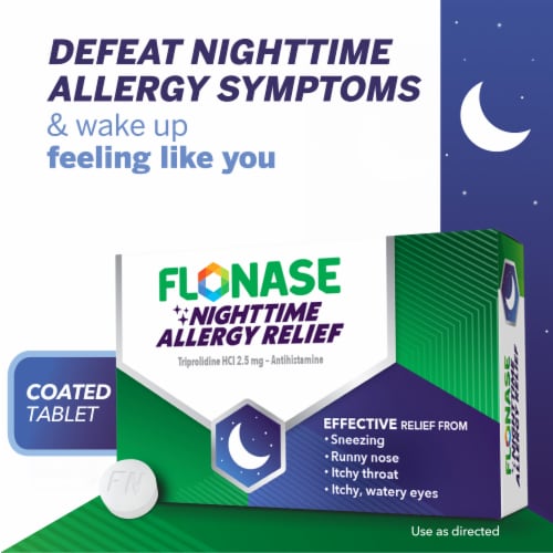 Flonase Nighttime Allergy Relief Tablets, Up to 6 Hours of Allergy Medicine Perspective: left