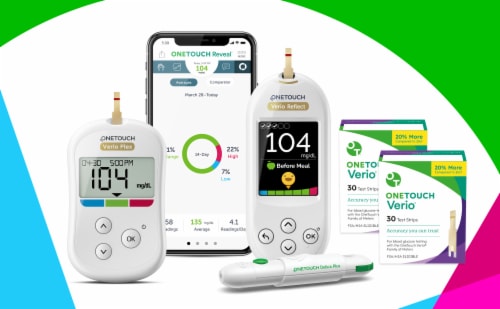 OneTouch Verio Blood Glucose Test Strips Perspective: left