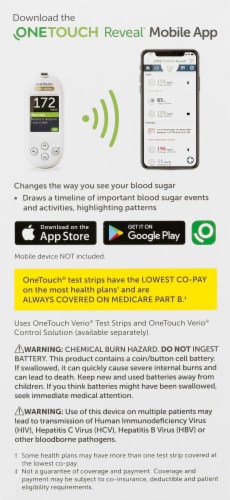  OneTouch Blood Sugar Test Kit, Includes OneTouch Verio Reflect  Blood Glucose Meter, 1 Lancing Device, 30 Lancets, 30 Test Strips, &  Carrying Case