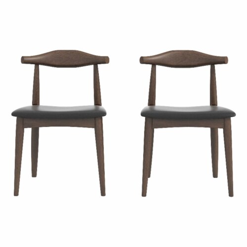 Blake Modern Dining Room and Kitchen Black Faux Leather Chair Set of 2 Perspective: left