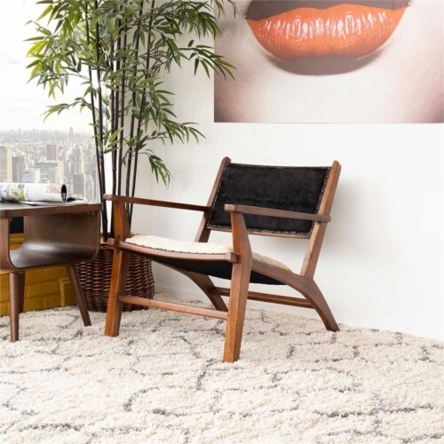 Lento black on sale leather lounge chair