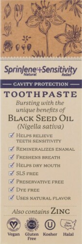 Sprinjene® Natural Sensitivity Relief Cavity Protection Toothpaste with Black Seed Oil & Zinc Perspective: left