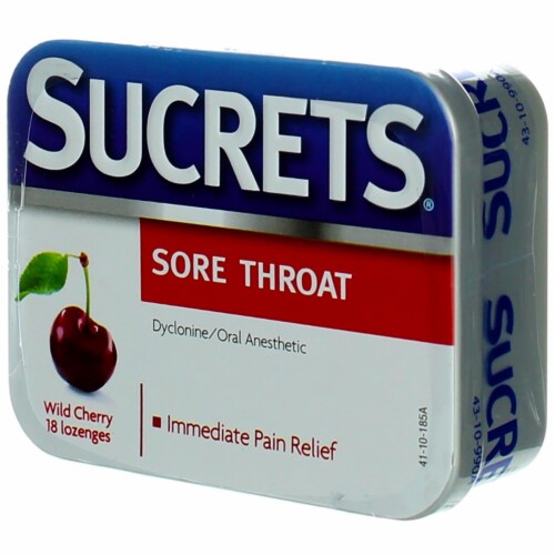Sucrets Sore Throat Wild Cherry Lozenges Perspective: left
