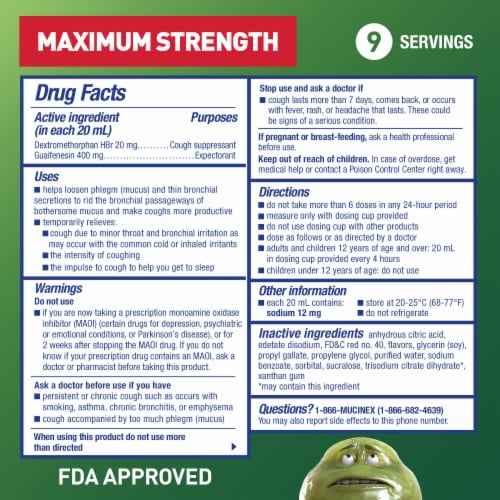 Mucinex Fast-Max DM Cough Suppressant & Expectorant Liquid Perspective: left