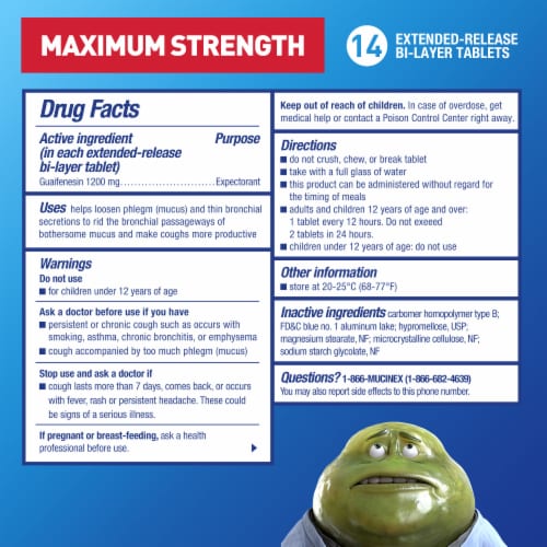 Mucinex Max 12Hr Chest Congestion Medicine Expectorant Guaifenesin Tablets Perspective: left