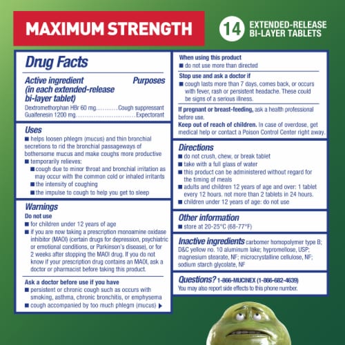 Mucinex DM Maximum Strength Expectorant & Cough Suppressant Tablets Perspective: left