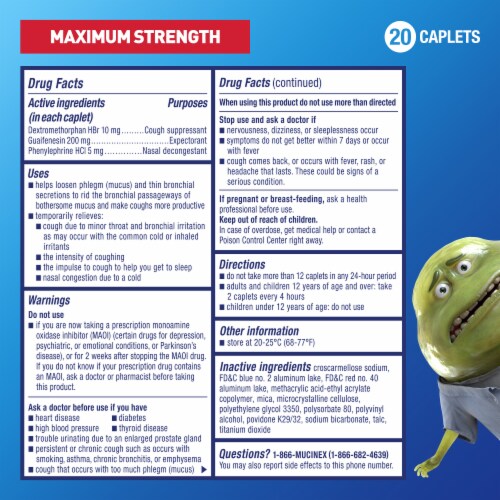 Mucinex Fast Max Maximum Strength Severe Congestion & Cough Caplets Perspective: left