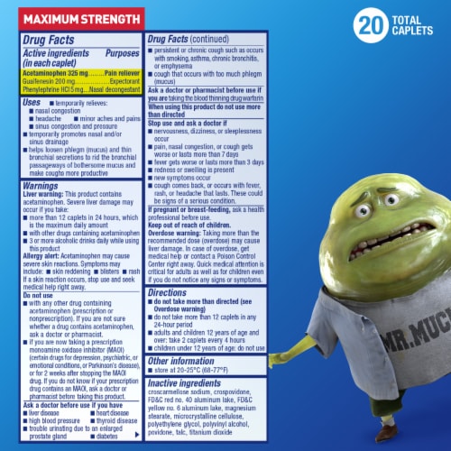 Mucinex Sinus Max Maximum Strength Pressure Pain & Cough Caplets Perspective: left