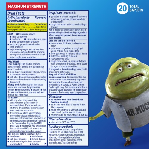 Mucinex Sinus Max Maximum Strength Pressure Pain & Cough Caplets Perspective: left