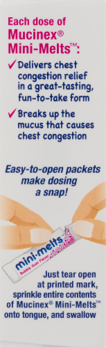 Mucinex mini-melts For Kids Bubble Gum Flavored Expectorant Packets Perspective: left