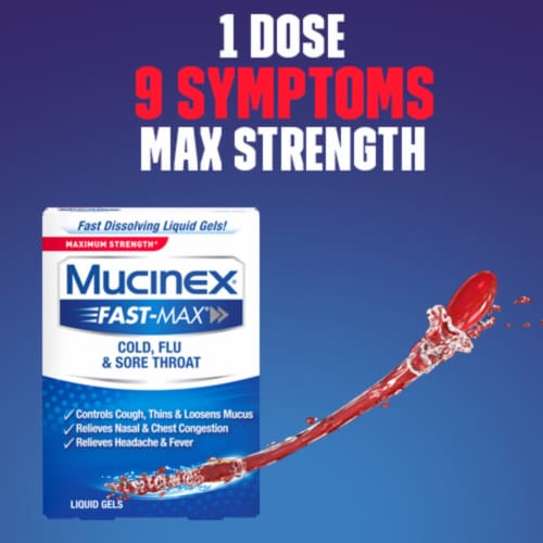 Mucinex® Fast-Max® Cold Flu & Sore ThrLiquid Gelsoat Relief Perspective: left