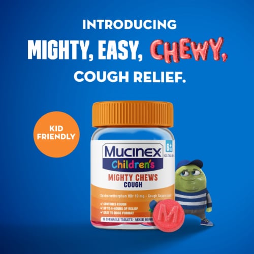 Mucinex Children's Mighty Chews Cough Medicine for Kids Perspective: left