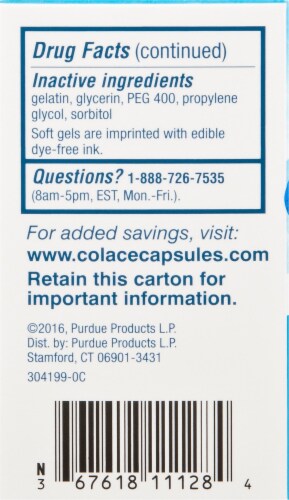 Colace® Stool Softener Clear Soft Gels Perspective: left