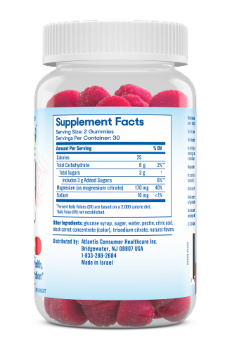 Slow Mag® Mg® Magnesium Citrate Muscle Health + Recovery Gummies Perspective: left