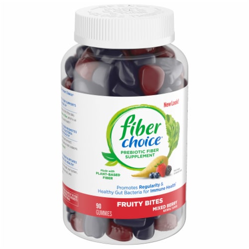 Fiber Choice® Fruity Bites Mixed Berry Gummy PreBiotic Fiber Supplement Perspective: left