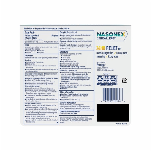 Nasonex 24 Hour Allergy + Congestion Mometasone Nasal Spray Perspective: left