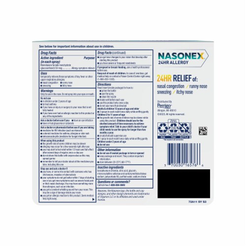 Nasonex 24 Hour Allergy + Congestion Mometasone Nasal Spray Perspective: left