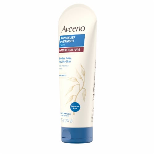 Aveeno Skin Relief Overnight Intense Body Moisture Cream Fragrance-Free with Triple Oat Complex Perspective: left