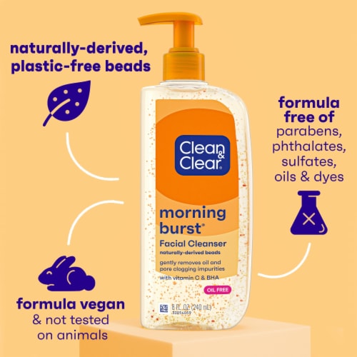 Clean & Clear Morning Burst Oil-Free Facial Cleanser with Vitamin C Daily Nourishing Face Wash Perspective: left