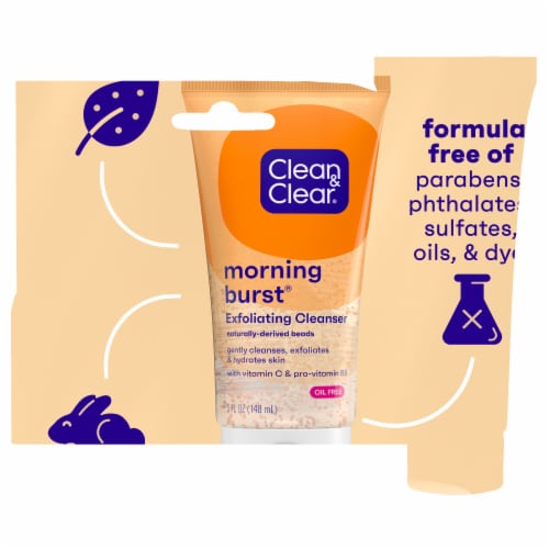 Clean & Clear Morning Burst Oil-Free Exfoliating Face Wash with Vitamin C & Pro-Vitamin B5 Perspective: left