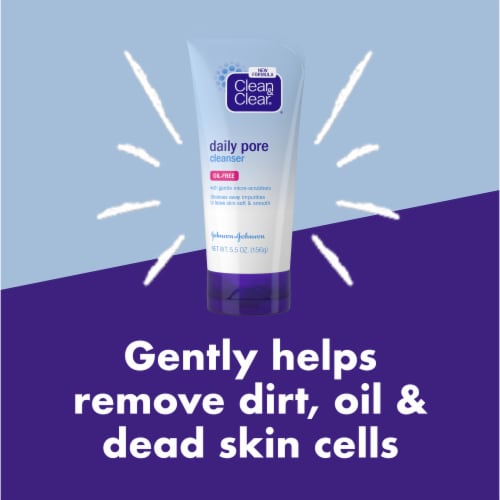 Clean & Clear Daily Pore Face Wash for Soft Smooth Skin Oil-Free For Normal Oily & Combination Skin Perspective: left
