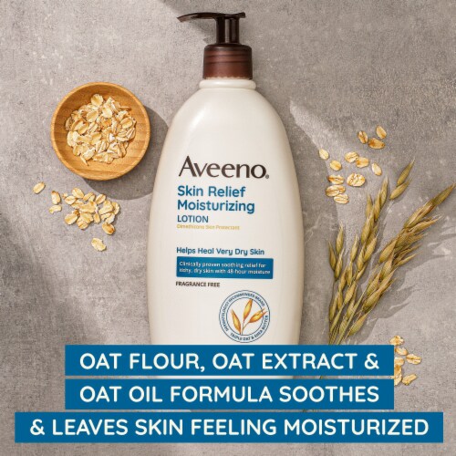 Aveeno Skin Relief Moisturizing Body Lotion Fragrance-Free for Very Dry Skin Perspective: left