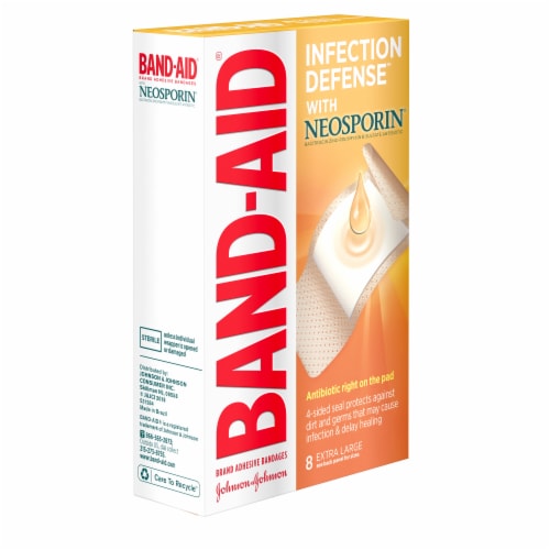 Band-Aid Infection Defense with Neosporin Large Bandages Perspective: left
