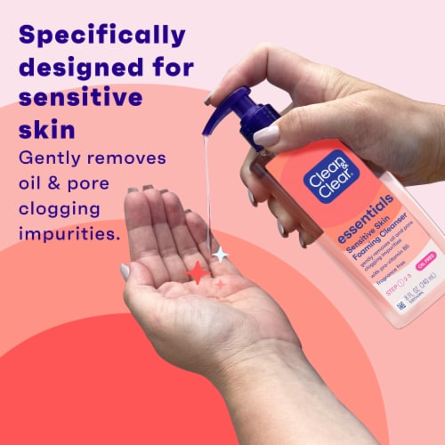 Clean & Clear Essentials Oil-Free Foaming Face Wash Fragrance-Free Removes Oil Perspective: left
