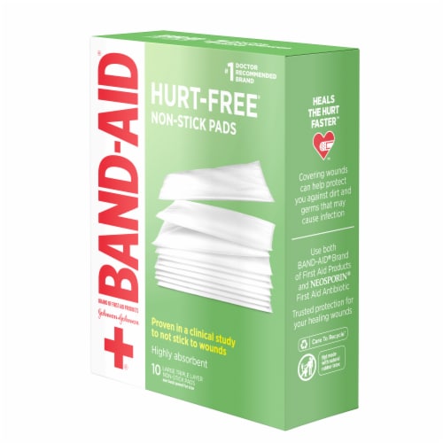 Band-Aid Brand Hurt-Free Non-Stick Pads Perspective: left
