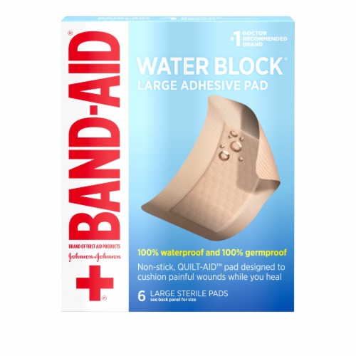 Band Aid Brand Water Block Waterproof Wound Pads, 2.9 In By 4 In Perspective: left