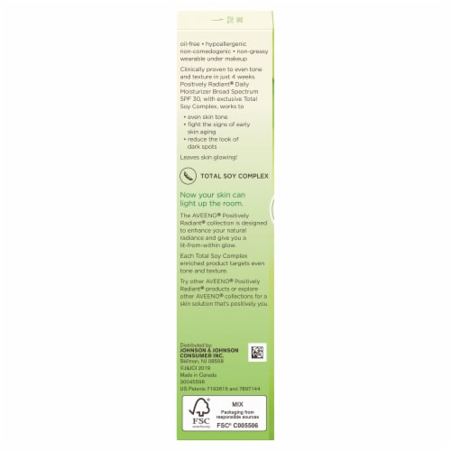 Aveeno® Positively Radiant Sheer Daily Moisturizer Sunscreen SPF 30 Perspective: left