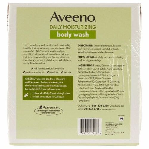 Aveeno Daily Moisturizing Body Wash (33 Fluid Ounce, 2 Pack) Perspective: left
